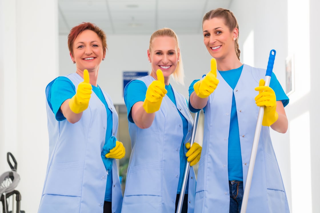 Cleaning Ladies Working in Team